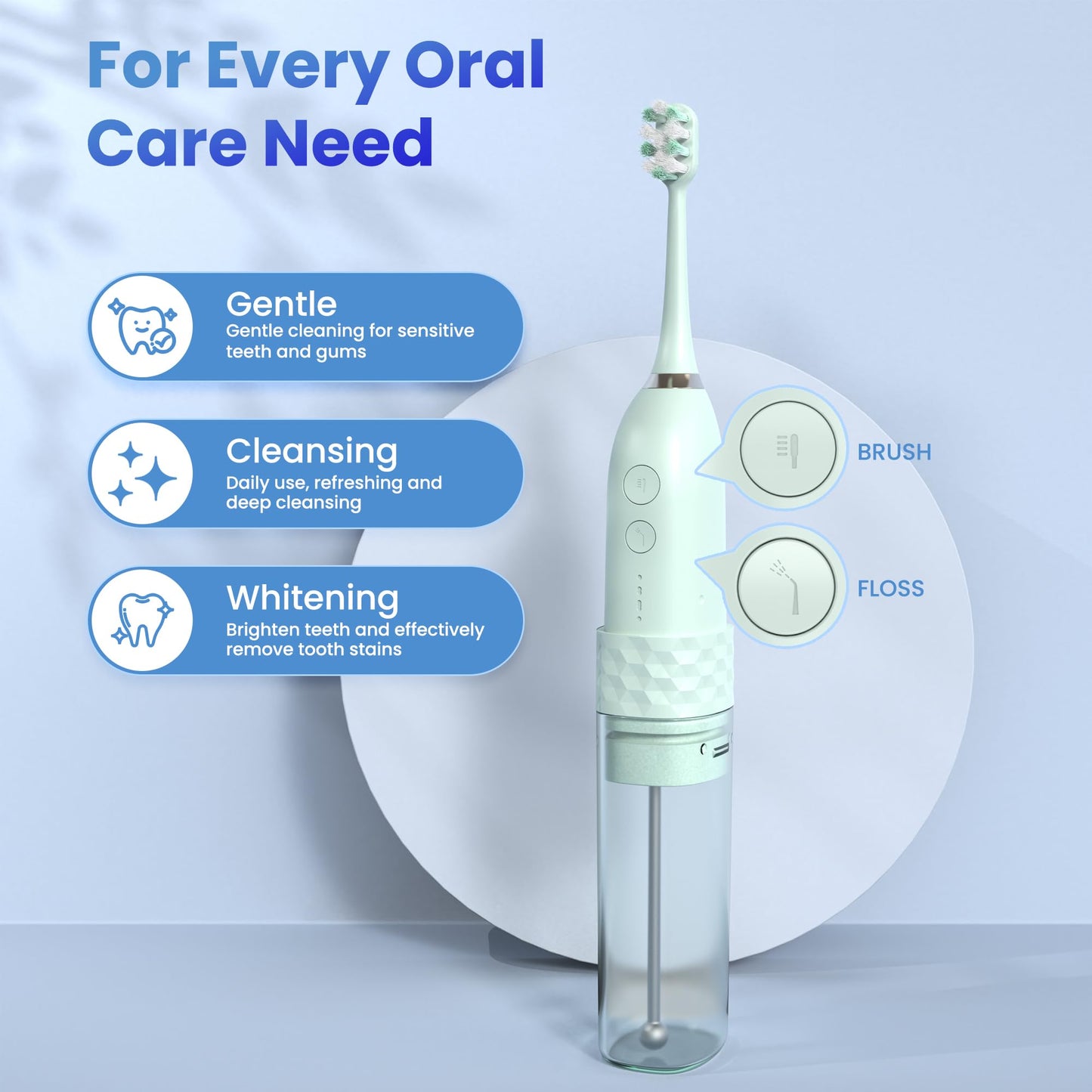 Portable Water flosser with Electric Toothbrush, 2 in 1 Teeth Cleaning Kit, Electric Toothbrush and flosser Combo, Water Flosser for Travel and Home (Black)
