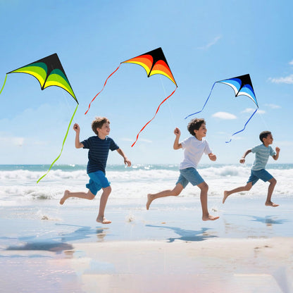 Mint's Colorful Life 3 Pack Delta Kites for Kids & Adults, Easy to Fly Large Kite Set for Beginners, Perfect Family Kites for Park and Beach Trip with 300ft String Included (Green&Blue&Yellow)