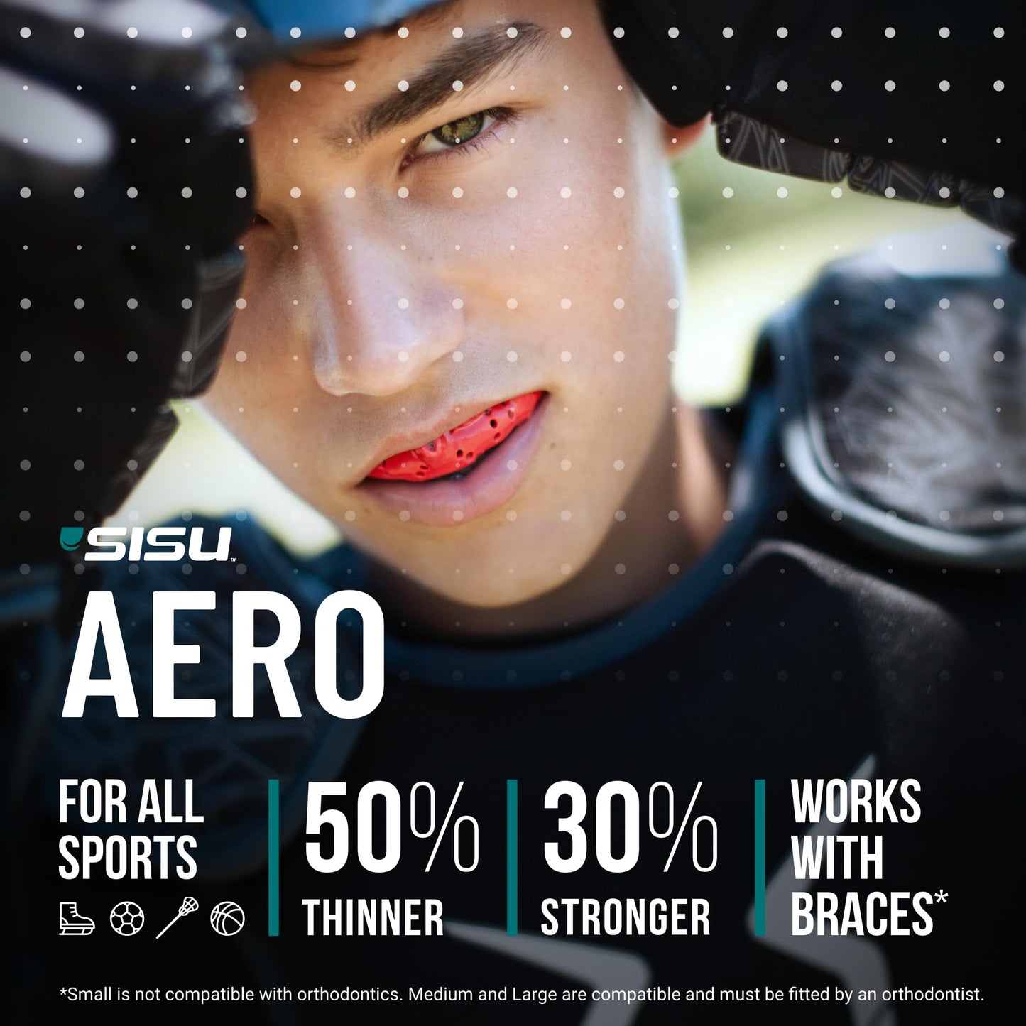 SISU Aero Small Mouthguard, Lucky Lavender - 30% Stronger Protection for Lacrosse, Football, Hockey, Roller Derby, Team Sports - Remoldable Up to 20 Times - Ultra Slim - Non Toxic