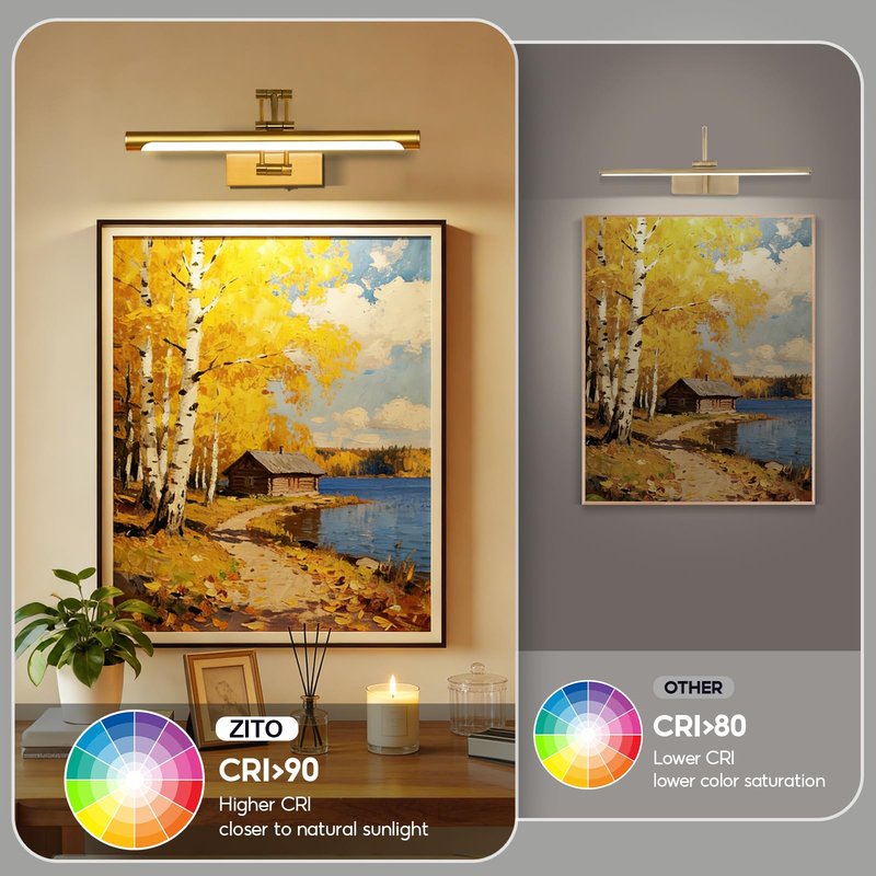 ZitoStory Picture Lights for Wall Battery Operated, (Gold, 16in) Rechargeable Art Light for Painting,Modern wall Lights for Pictures,Dimmable Gallery Artwork Lights for Pictures On Wall