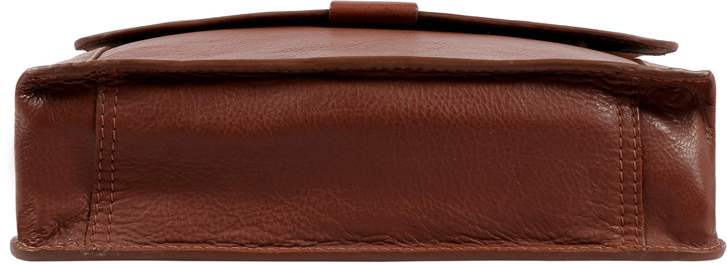Hidesign Aiden Genuine Leather Medium Crossbody Men/Women Shoulder Messenger Bag / Travel Bag / 10.5" iPad Bag, Tan