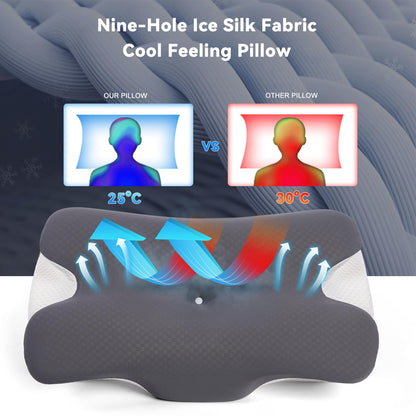 Cervical Cooling Ergonomic Pillow, Adjustable Ergonomic Memory Foam Pillow, Cervical Support & Relieves Neck and Shoulder Pain, Orthopedic Pillow for All Sleep Positions