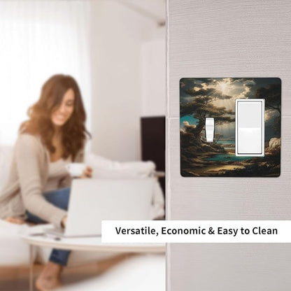 Decorative Art Light Switch Covers Sunburst Over the Wilderness 2 Gang Single Toggle Rocker Combination Electrical Faceplate Switchplate Wall Plate for Home Decor