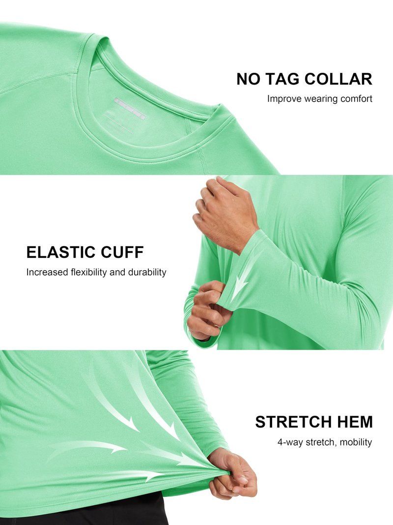 MAGCOMSEN Hiking Shirts for Men Long Sleeve Running Shirts Quick Dry Shirts UV Protection T Shirts UPF 50+ Athletic Shirts