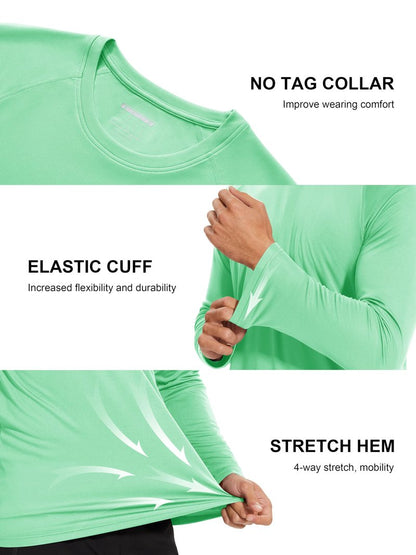 MAGCOMSEN Hiking Shirts for Men Long Sleeve Running Shirts Quick Dry Shirts UV Protection T Shirts UPF 50+ Athletic Shirts