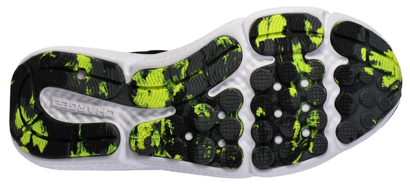 Under Armour Men's Charged Assert 10 Shoes, (004) Black/Black/High Vis Yellow, 12 X-Wide