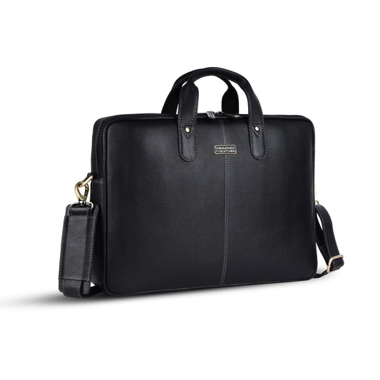 HAMMONDS FLYCATCHER Genuine Leather Laptop Bag for Men with Padded 15.6 Inch Laptop Sleeve, Leather Messenger Bag for Men - Briefcases with Multi Pockets for Office and Travel Use - Classic Black