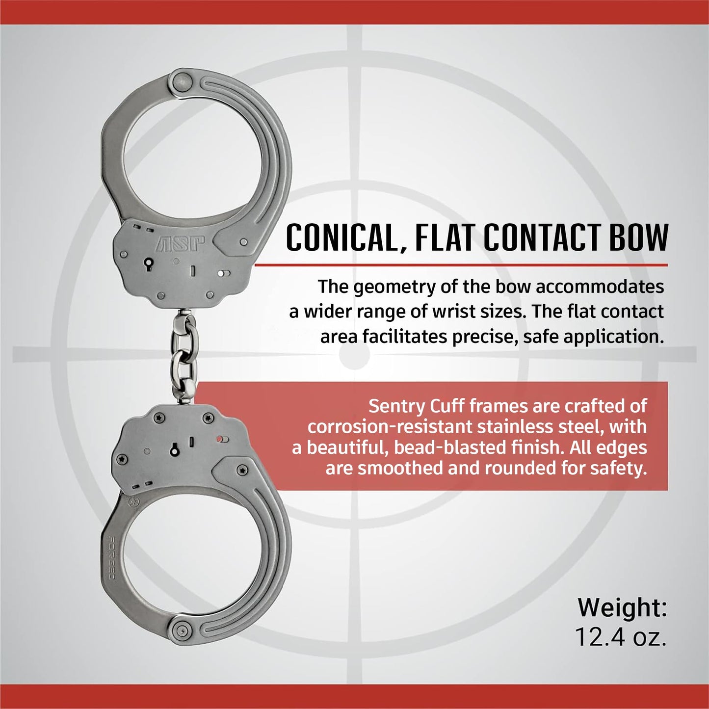 ASP Sentry Chain Handcuffs, Professional Grade, Stainless Steel Frames, Forged Steel Bows, Dual-Sided Keyways, and Double Lock Slots for Tactical Gear and Equipment