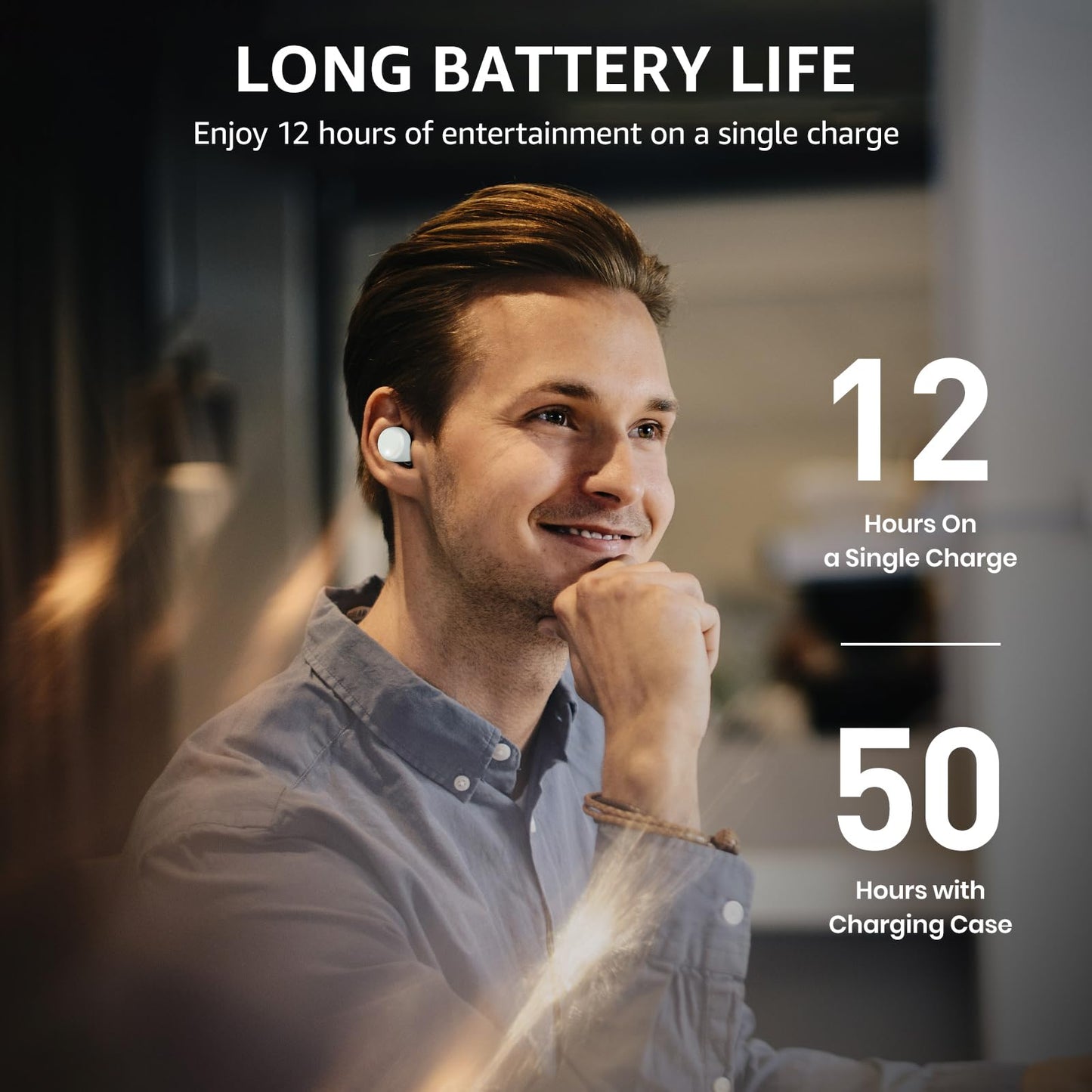 TOZO T6 Wireless Earbuds, IPX8 Waterproof Ear Buds, Stereo Bass Sound Bluetooth 5.3 Headphones in Ear, 50 Hours Playtime Earphones, Wireless Charging Case, Custom 32 EQ via APP
