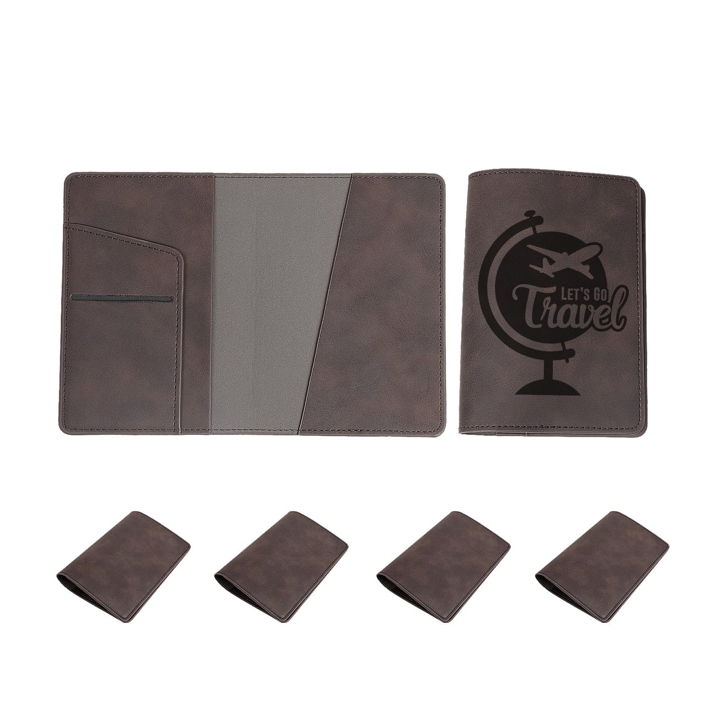 PYD Life 6 Pack Passport Holder Cover Leather Blanks 5.7" x 8.3" Brown for Glowforge Xtool Laser Engraving,Passport Case Travel Wallet for Silhouette Curio 2 Foil Transfer
