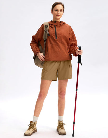 SANTINY Women's 5''/ 7''/9'' Hiking Cargo Shorts Quick Dry Lightweight Summer Shorts for Women Athletic Golf Zipper Pockets(Dark Khaki_XL)