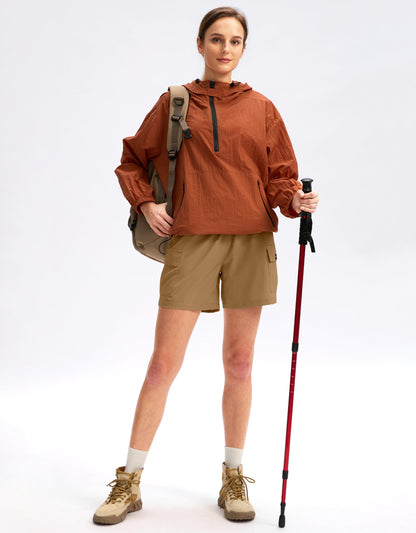 SANTINY Women's 5''/ 7''/9'' Hiking Cargo Shorts Quick Dry Lightweight Summer Shorts for Women Athletic Golf Zipper Pockets(Dark Khaki_M)