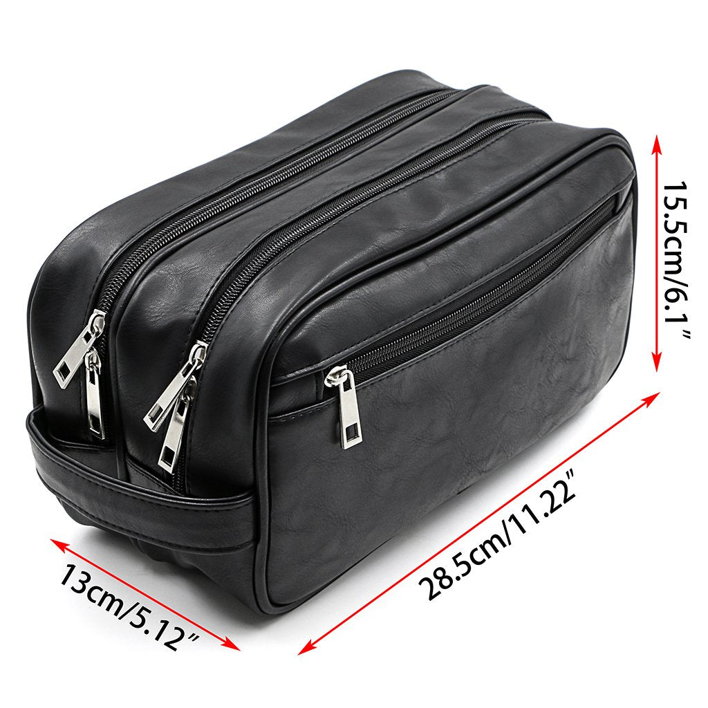 Sumnacon Toiletry Bags, Unisex PU Leather Waterproof Travel Toiletry Bag Organizer Perfect for Shaving Grooming Dopp Kit & Household Business Vacation, Cosmetic Bag with Portable Handle