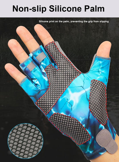 SUJAYU Fishing Gloves - Men & Women's UV Protection Sailing & Kayak Gloves, Blue, Large