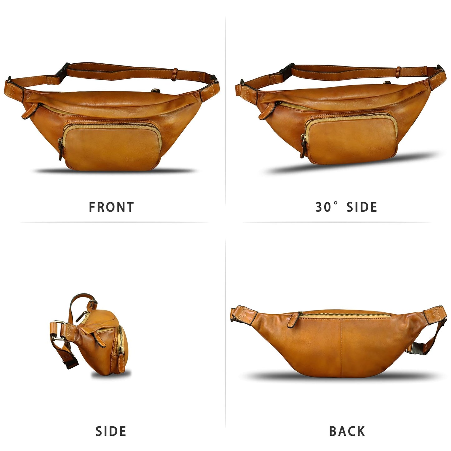 Genuine Leather Fanny Pack for Women and Men Real Leather Crossbody Sling Bag Fashion Waist Bag Chest Purse Pouch (Brown)
