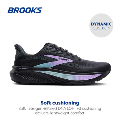 Brooks Women’s Ghost 17 Neutral Running Shoe - Grey/Clearwater/Purple - 7 Medium