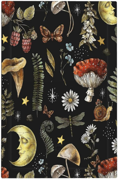 Nature Plant Botanical Daisy Mushroom Snails And Moon 1 Gang Light Switch Cover No Device Wall Plate Decorative Single Blank Switchplate Electrical Faceplate for Bathroom Art Panel Decorate