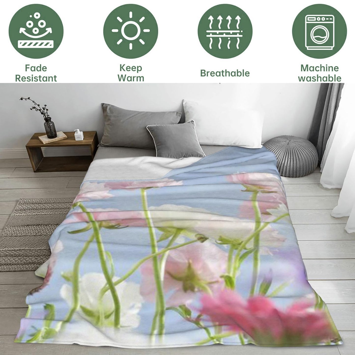 Bidesk Adorable Cat Blanket Soft Flannel Kitten Throw Blanket with Maple Leaves, Cozy & Warm Yet Lightweight Blankets for Travel, Couch, Bed, for Men Women Adults, Fuzzy Outdoor Comfort Wrap 60"×50"