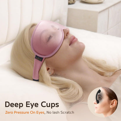 Perfect Weighted Sleep Mask for Falling Asleep Faster - 100% Blackout Eye Masks for Sleep - Zero Eye Pressure 3D Sleep Masks for Women Men, Airplane Travel Essentials, Memory Foam, Black Pink