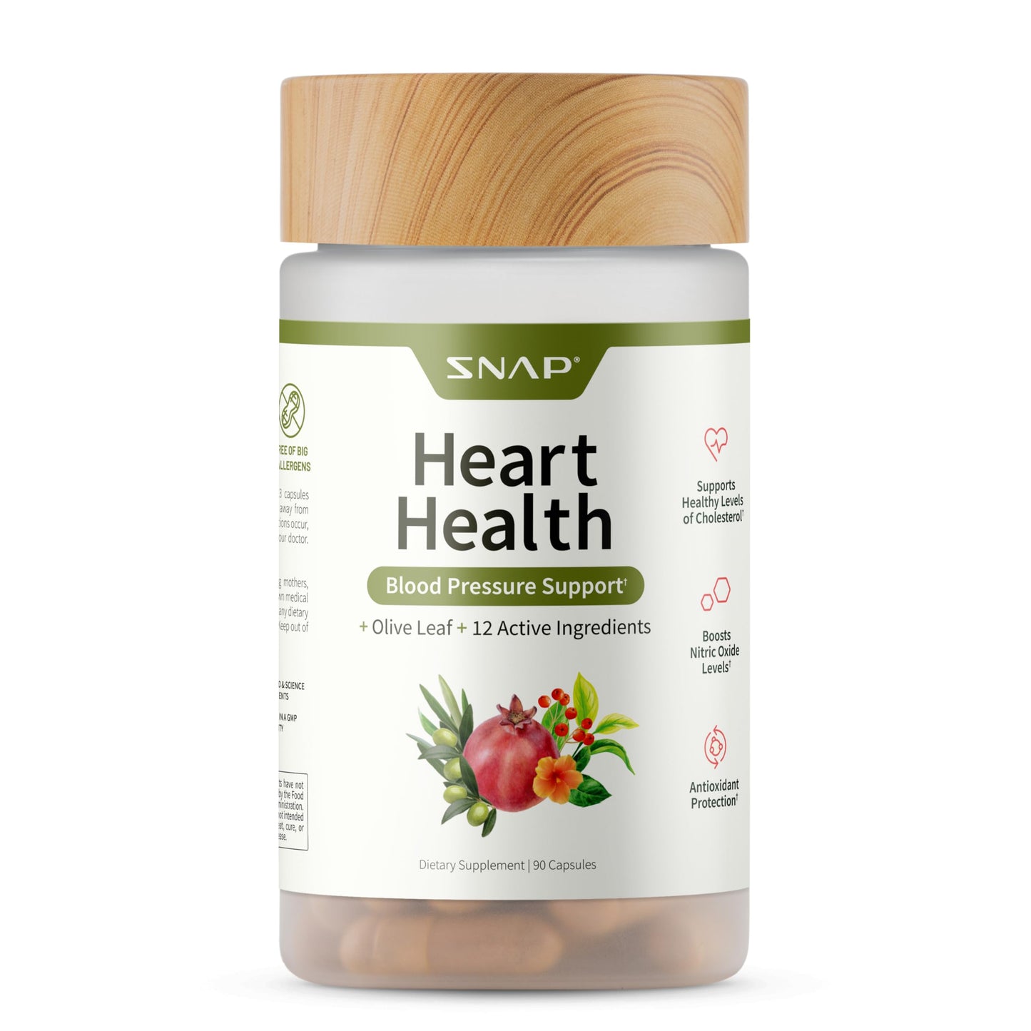 Snap Supplements Heart Health Support Supplement with Coq10, Organic Beet Root Powder, Hawthorn Berry, Turmeric and Odorless Garlic, Supports Nitric Oxide Level, Circulation and Flow, 90 Capsules