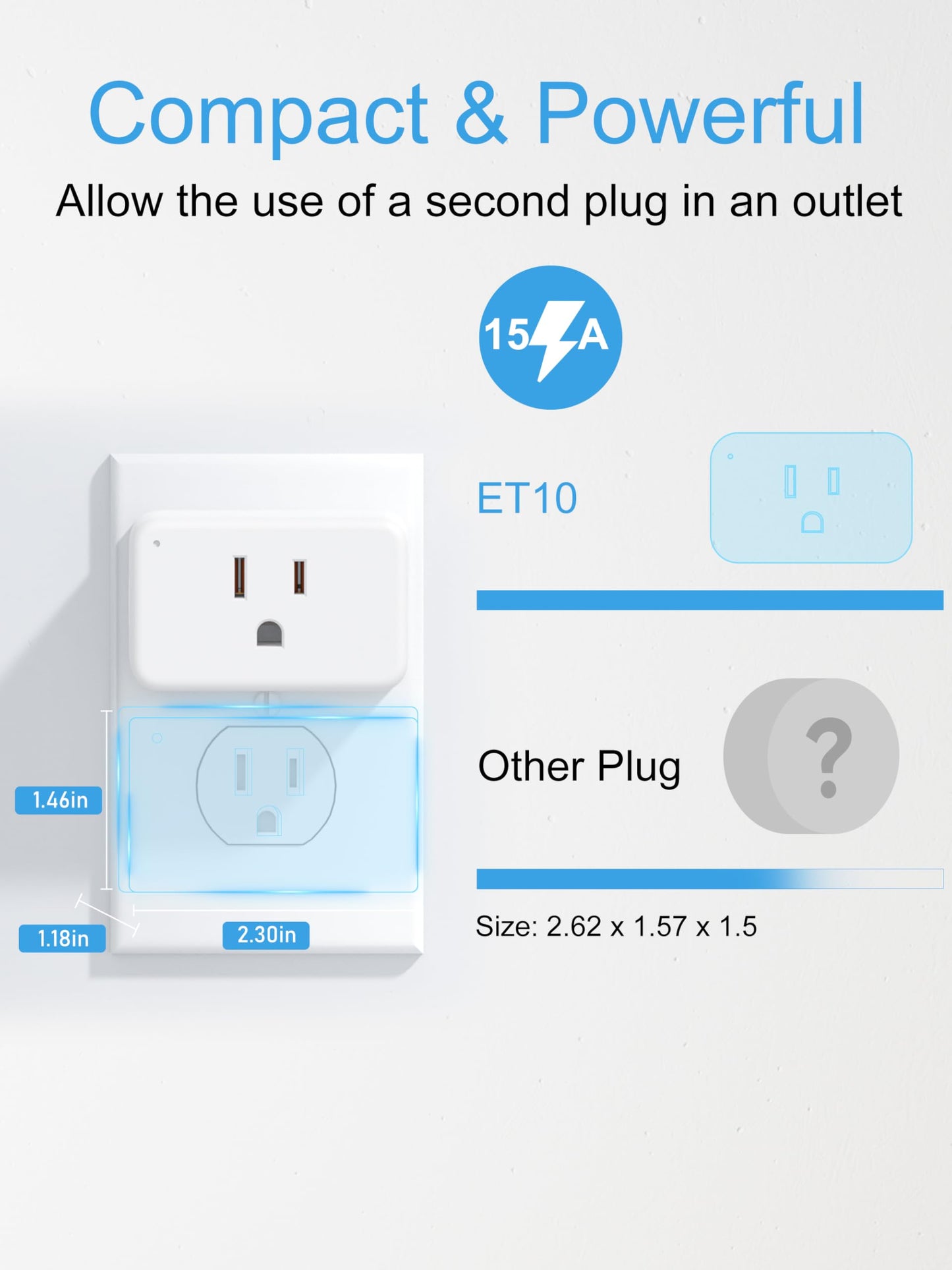 EIGHTREE Smart Plug 15A, Smart Plugs That Compatible with Alexa & Google Home & SmartThings, No Hub Required, Smart Outlet with Remote Control, Timer & Schedule, 2.4GHz WiFi Only, 4 Packs