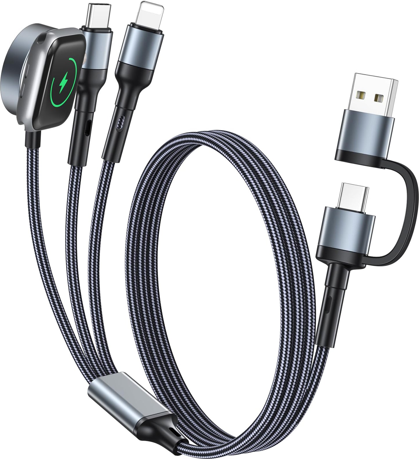 Upgraded Travel Essentials for Apple Watch Charger 3 in 2 Multi Charging Cable for iPhone 17 iWatch Charger USB C Cord, Car RV Camping Essentials Compatible with iWatch Ultra/SE/11 & iPhone 16/15-12