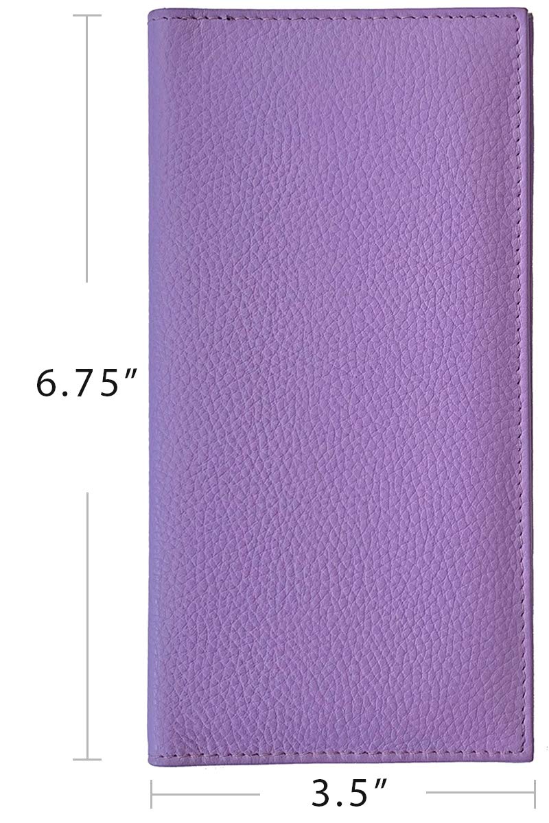 123 Cheap Checks Light Purple Basic Genuine Leather Checkbook Cover For Men & Women