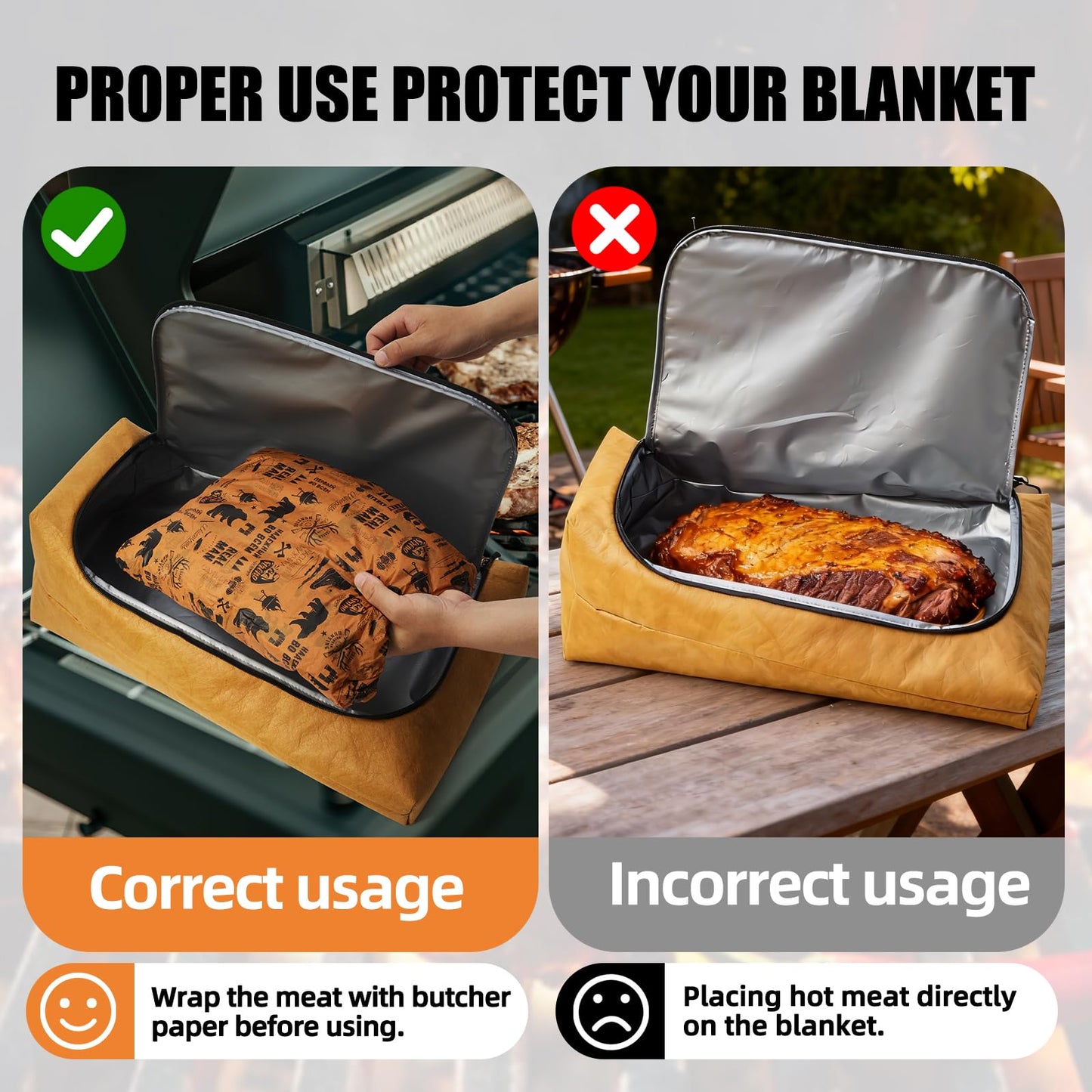 270° Opening BBQ Blanket for Resting Meat, Insulated Leak-Proof Meat Resting Bag for Brisket, Father's Day Birthday Gift for Men Dad Husband, Smoker Grilling Accessories for Party Kitchen Camping