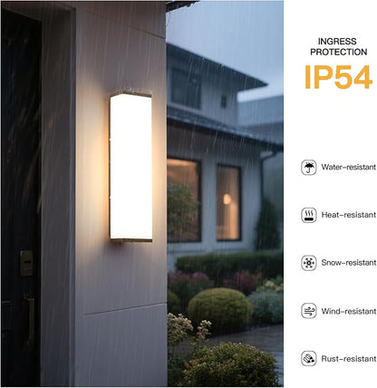 Outdoor Wall Lights, 20" Exterior Wall Light Fixture Hardwired, 3000K Modern Sconce Lights Waterproof, Large Porch Lamp Wall Mount, Garage Lighting Patio Front Door Lantern for House Outside