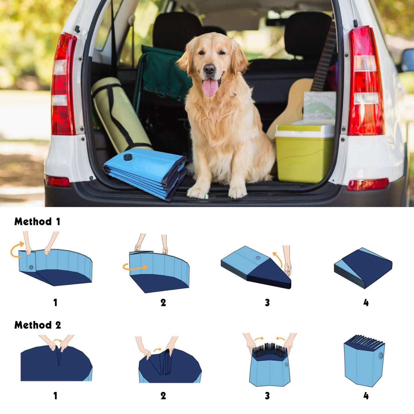 MorTime Foldable Dog Pool Portable Pet Bath Tub Large Indoor & Outdoor Collapsible Bathing Tub for Dogs and Cats (L, 63" x 12")