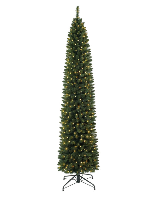 Treetopia Empire Pencil Tree - Artificial Indoor Christmas Tree, Prelit with LED Clear Lights, Hinged Branches, Holiday Décor, 7.5ft
