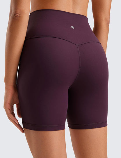 CRZ YOGA ButterLuxe Biker Shorts 6" - High Waisted Workout Running Volleyball Spandex Yoga Womens Deep Purple Small