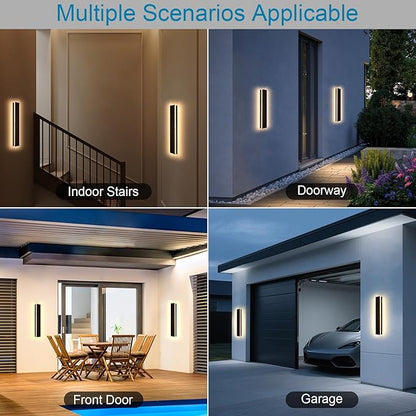2PC 31.5inch Modern Outdoor Wall Lights, IP65 Waterproof Long Exterior Light Fixtures Wall Mount, LED Linear Outdoor Wall Sconce Lights, 3000K Outside Garage Lights for House Patio
