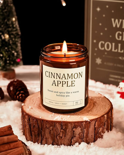 Christmas Candles Gift Set for Women - 4 Pack Scented Soy Candles with Cashmere Cedar, Fireside Glow, Cinnamon Apple & Vanilla Balsam, Long Lasting Holiday Winter Gifts for Home
