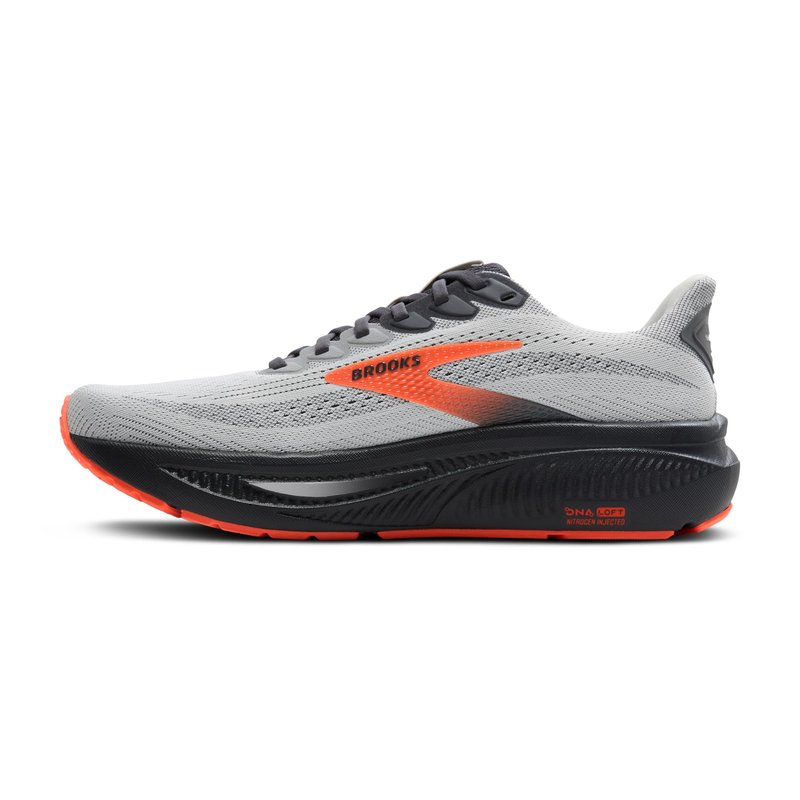 Brooks Men’s Ghost 17 Neutral Running Shoe - Oyster Mushroom/Orange/Ebony - 7.5 X-Wide
