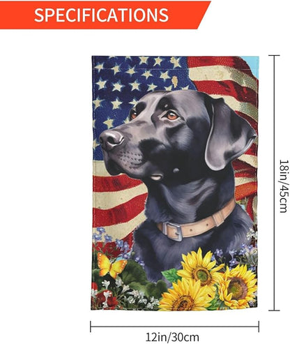 Labrador Black American Flag Patriotic Dog Garden Flag Welcome Party Outdoor Outside Decorations Picks Home House Garden Yard Decor 12x18 Inch