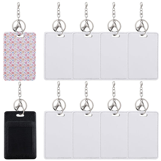 RP Remarkable Power, 10 Pack Rectangle Sublimation Work Card Holder Leather Badge Holders with Keychian for Men Women Business