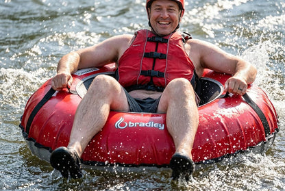 Pack of Two Bradley Heavy Duty Tubes for Floating the River; Whitewater Water Tube; Rubber Inner Tube with Cover for River Floating; Linking Tandem River Tubes; River raft Tube Red