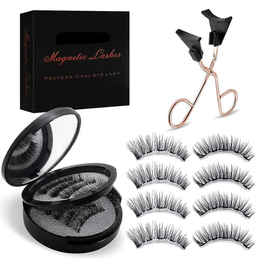 Magnetic Eyelashes, Effectively 3D Natural Look False Lashes without Eyeliner, Reusable & Light Weight Magnetic Eyelashes with Applicator No Glue