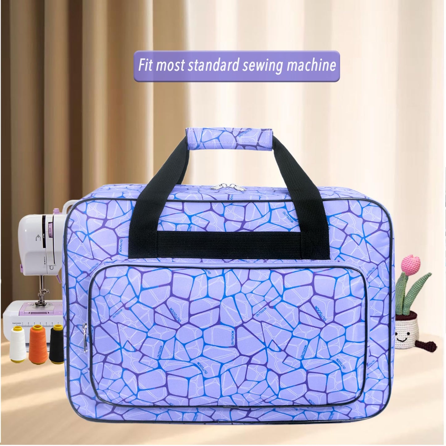 Haroranax Sewing Machine Carrying Case，Sewing Machine Carrying Case Tote Bag，Universal Tote Storage Bag with Pockets and Handles, Suitable for Most Standard Singer, Janome (PURPLE)
