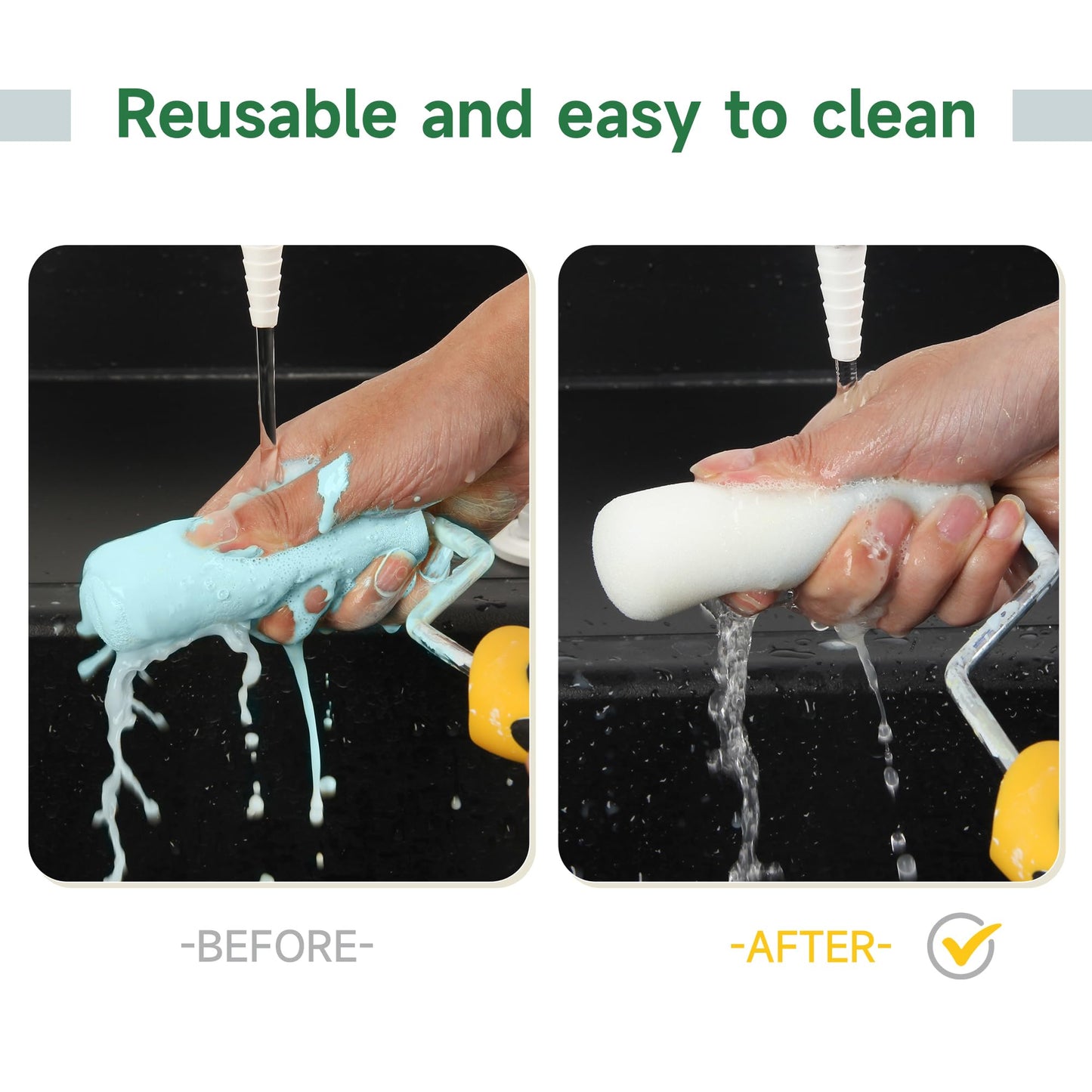 VOOMEY High Density Foam Paint Roller,Paint Roller Covers 6 inch,Small Paint Roller, Sponge Rollers for Painting House,Walls,Ceilings, Doors,Furniture(10 pack)