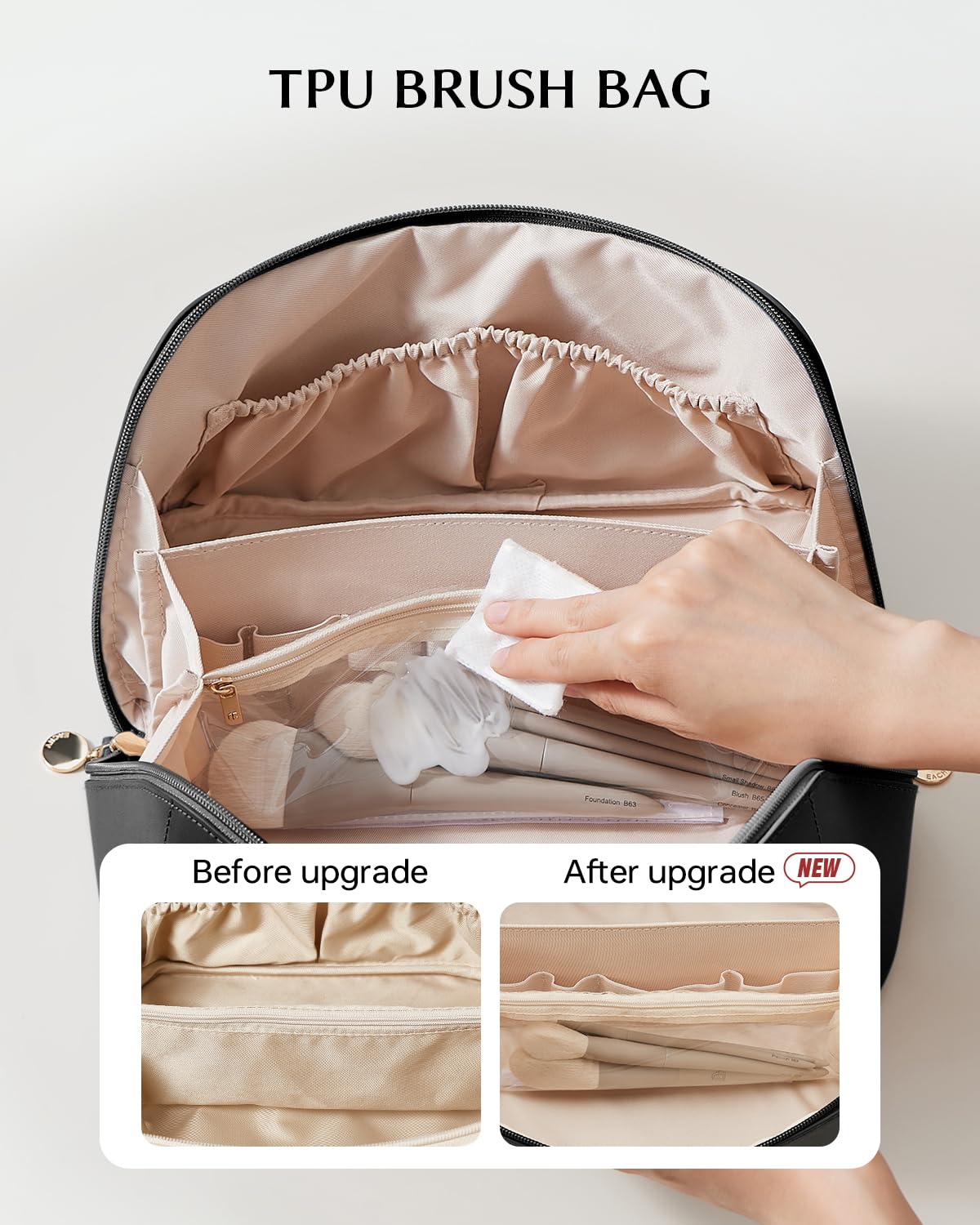 EACHY Travel Makeup Bag, Large Capacity Cosmetic Bags for Women, Waterproof Portable Open Flat Toiletry Bag Make up Bag with Divider and Handle, Gifts for Women