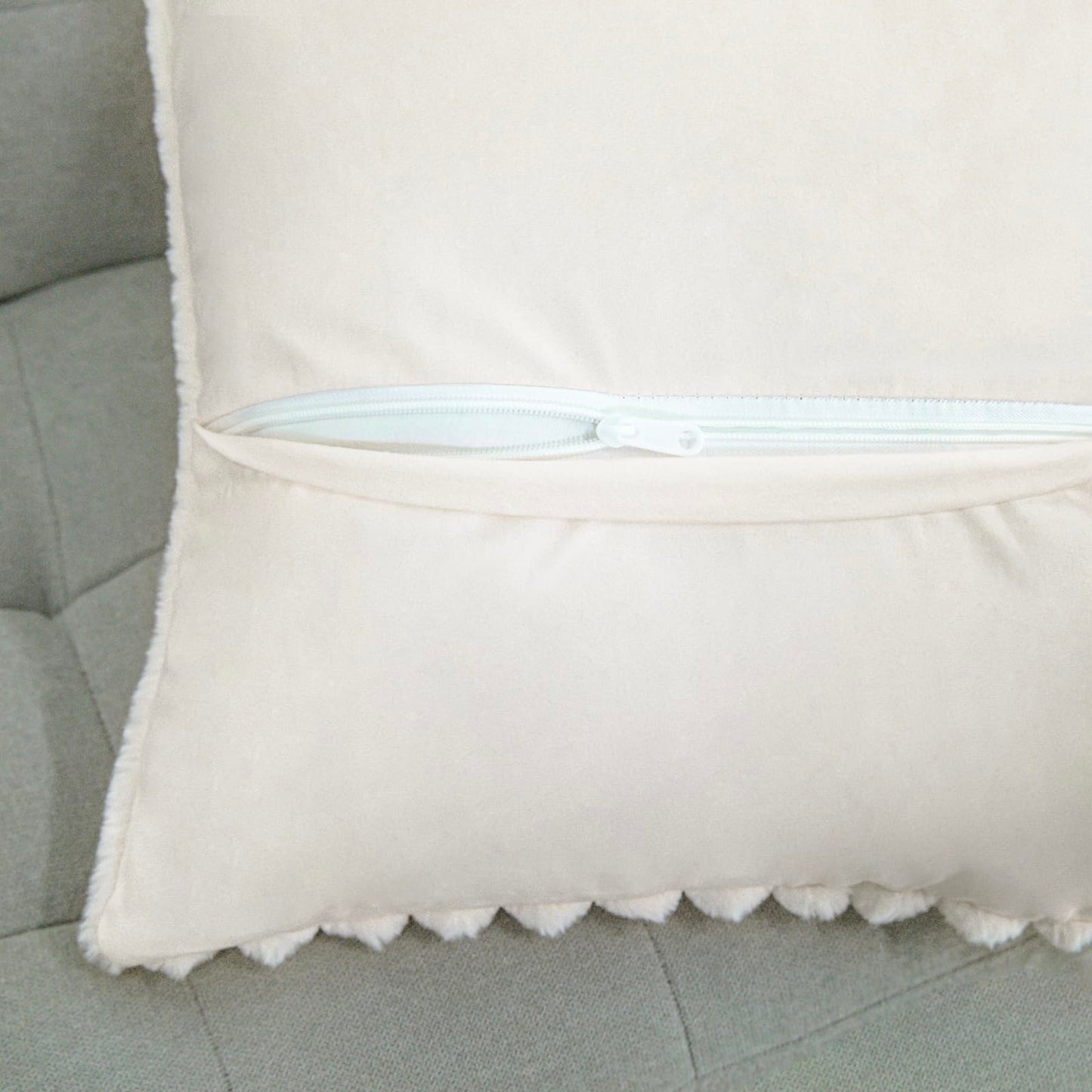 Uhomy 2 Pack Faux Fur Plush Decorative Throw Pillow Covers Fuzzy Striped Soft Pillowcase Cushion Covers for Living Room Sofa Couch Bedroom, 12x20 inch 30x50 Cm True White