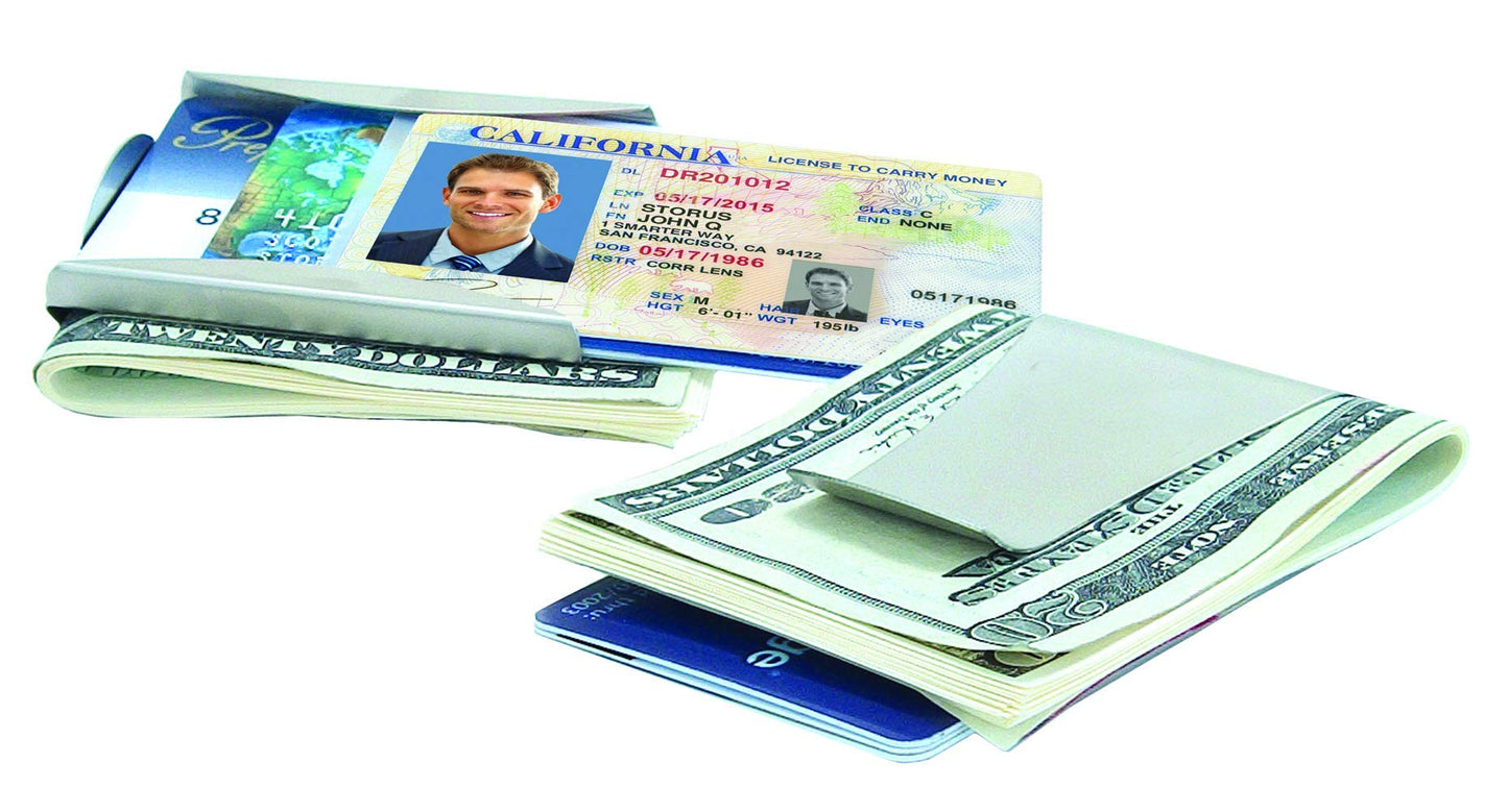 Storus Smart Money Clip + Card Holder Slim Minimalist Double-Sided Pocket Wallet for Men, Dads, Gift - Titanium Finish