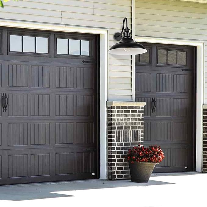 Exterior Farmhouse Gooseneck Barn Light, 16 Inch Vintage Outside Garage Light Fixtures, 3PCS Anti-Rust Waterproof Outdoor Light for Patio Frontdoor Entryway Doorway, Matte Black
