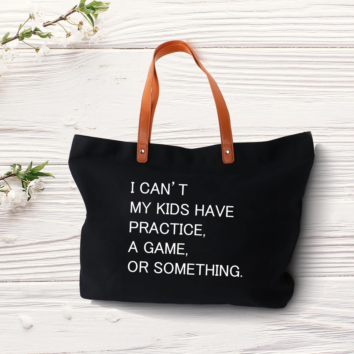 Lamyba I Can't My Kids Have Practice A Game or Something Tote Bag,Sports mom,Soccer Mom Bag with Zipper,Black