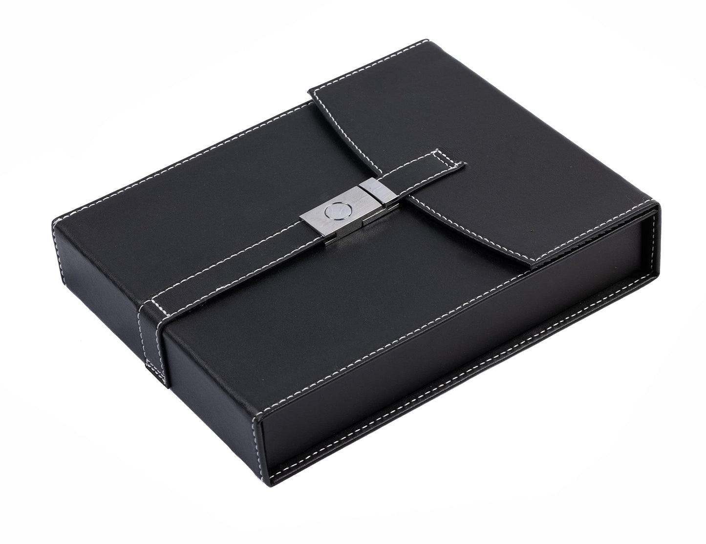 Prestige Import Group - The Florence Leather Travel Cigar Humidor Case - Up to 10 Cigars - Color: Black