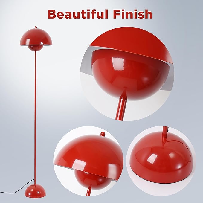 Modern Flowerpot Floor Lamp for Living Room, Industrial Tall Standing Lamp for Bedroom, Metal Shade Reflecting Light Reading Floor Lamp for Bedroom, Nursery Room, Corner(Dark Red)