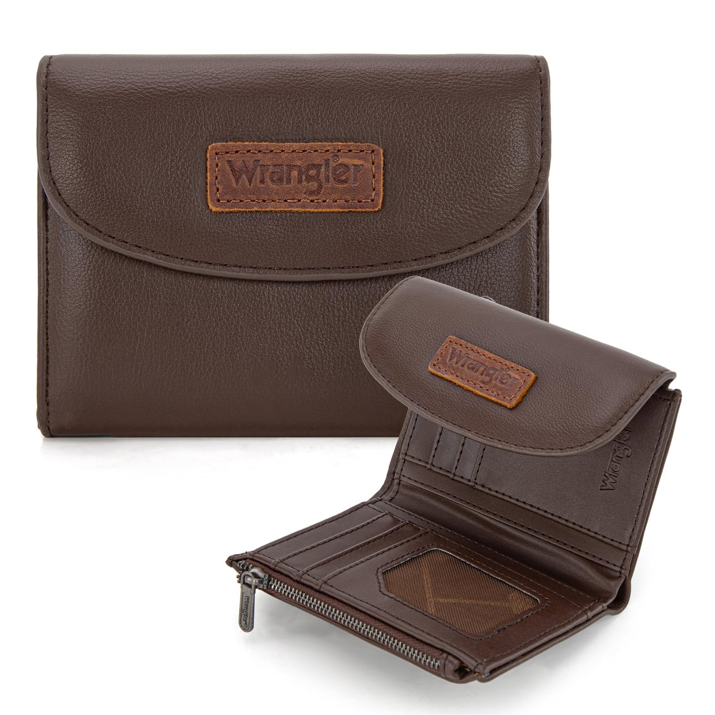 Montana West X Wrangler Small Wallets Woman Trifold Wallets, Card Cases & Money Organizers Womens Wallet Minimalist Wallet for Women Ladies Female Coffee with Coin Purses