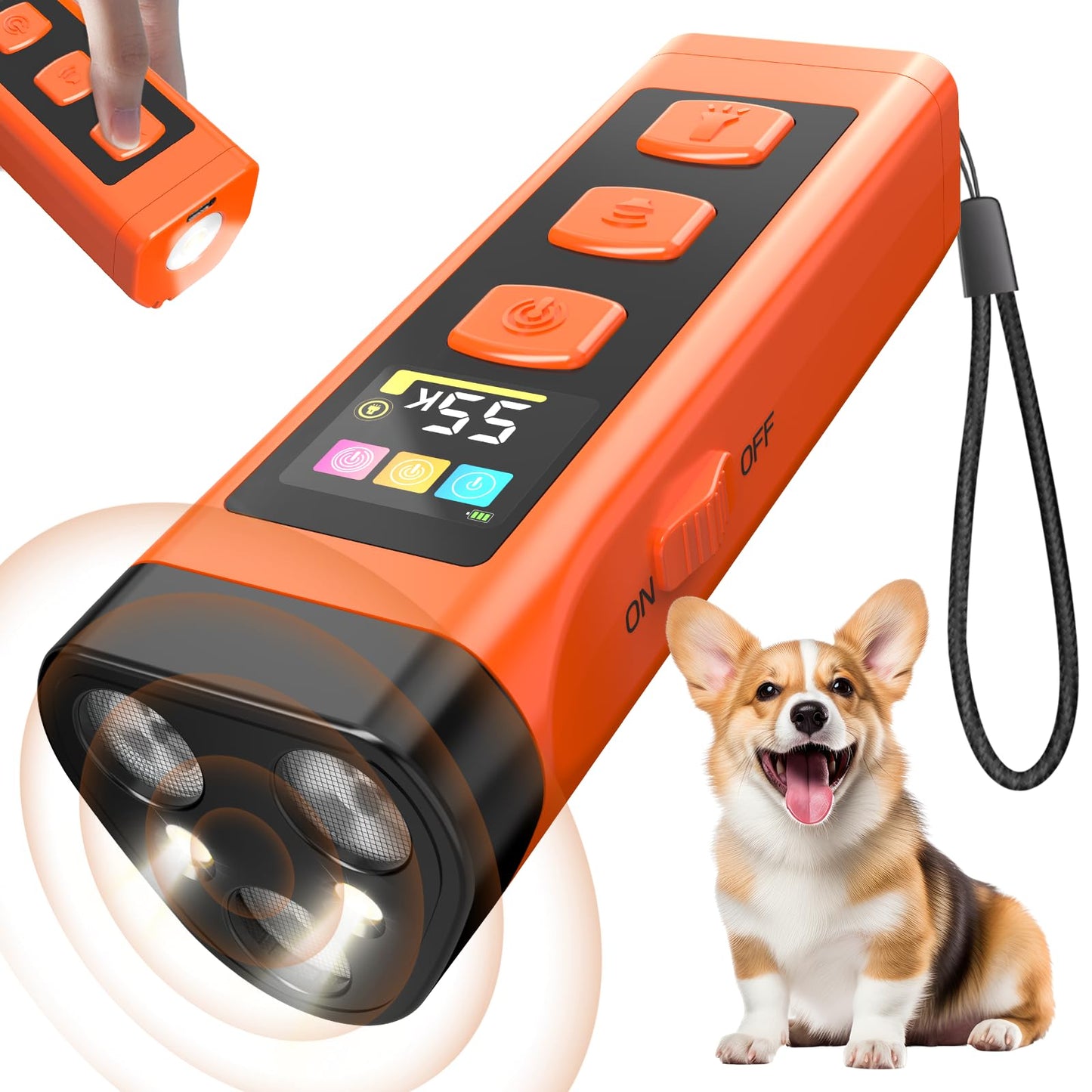 OKSJ Dog Bark Deterrent Device, 2025 Anti Barking Device for Dogs 65FT Far Ultrasound Dog Bark Deterrent, Humane Alternative to Training Collars, Works Indoors & Outdoors - Stubborn Barking Solution